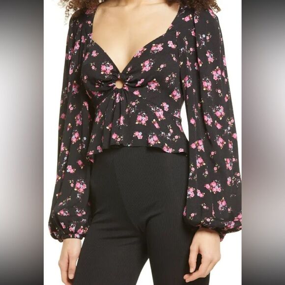 NWOT AFRM Black Floral Top - Picture 1 of 4